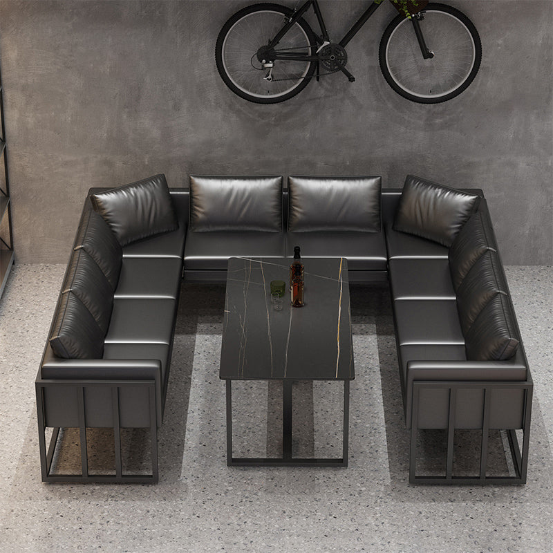 Industrial Sintered Stone Dinner Room Kitchen Table Black Sled Table for Dining Room