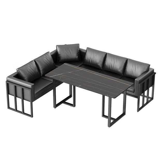 Industrial Sintered Stone Dinner Room Kitchen Table Black Sled Table for Dining Room