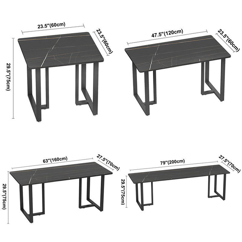 Industrial Sintered Stone Dinner Room Kitchen Table Black Sled Table for Dining Room