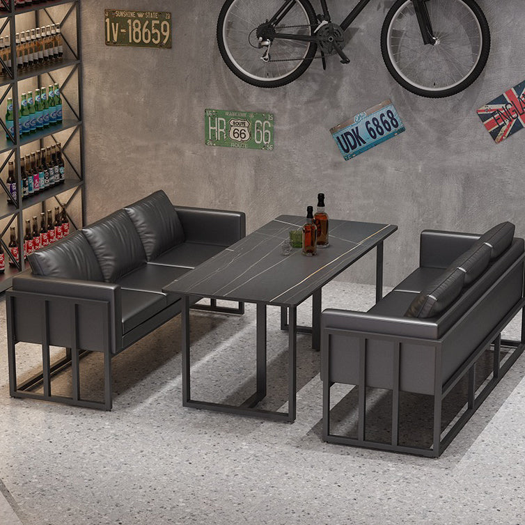 Industrial Sintered Stone Dinner Room Kitchen Table Black Sled Table for Dining Room