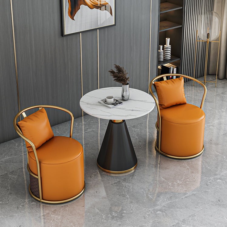 Metaal traditionele luxe ronde binnen tafel gesinterde stenen tafel met voetstukbasis