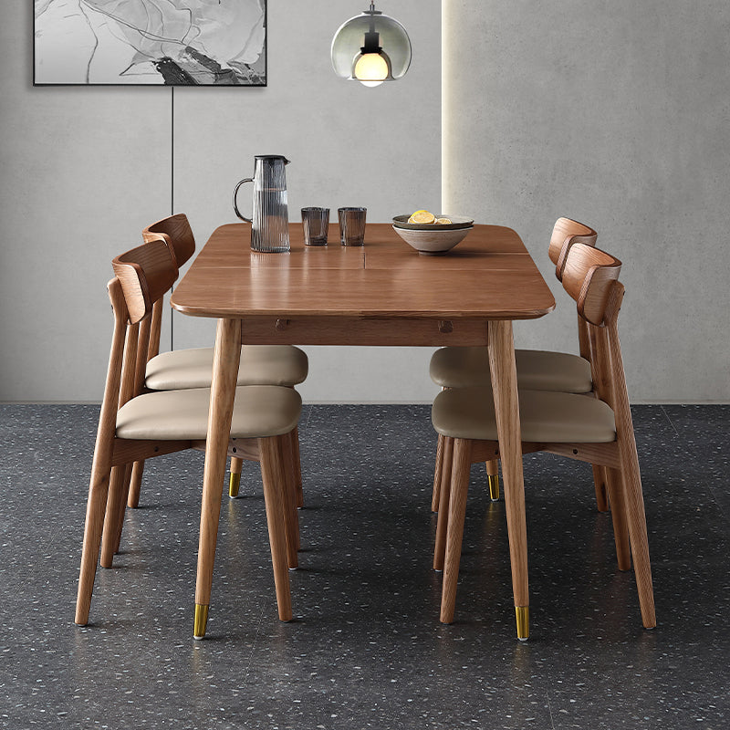 Extendable Ash Wood Table for Restaurant Rectangle Dining Table with 4 Legs