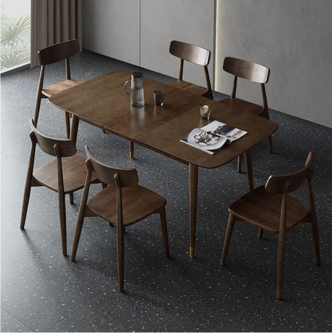 Extendable Ash Wood Table for Restaurant Rectangle Dining Table with 4 Legs