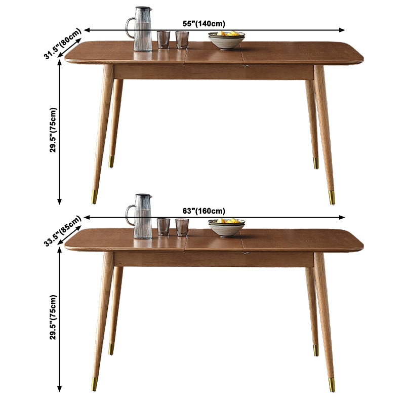 Extendable Ash Wood Table for Restaurant Rectangle Dining Table with 4 Legs