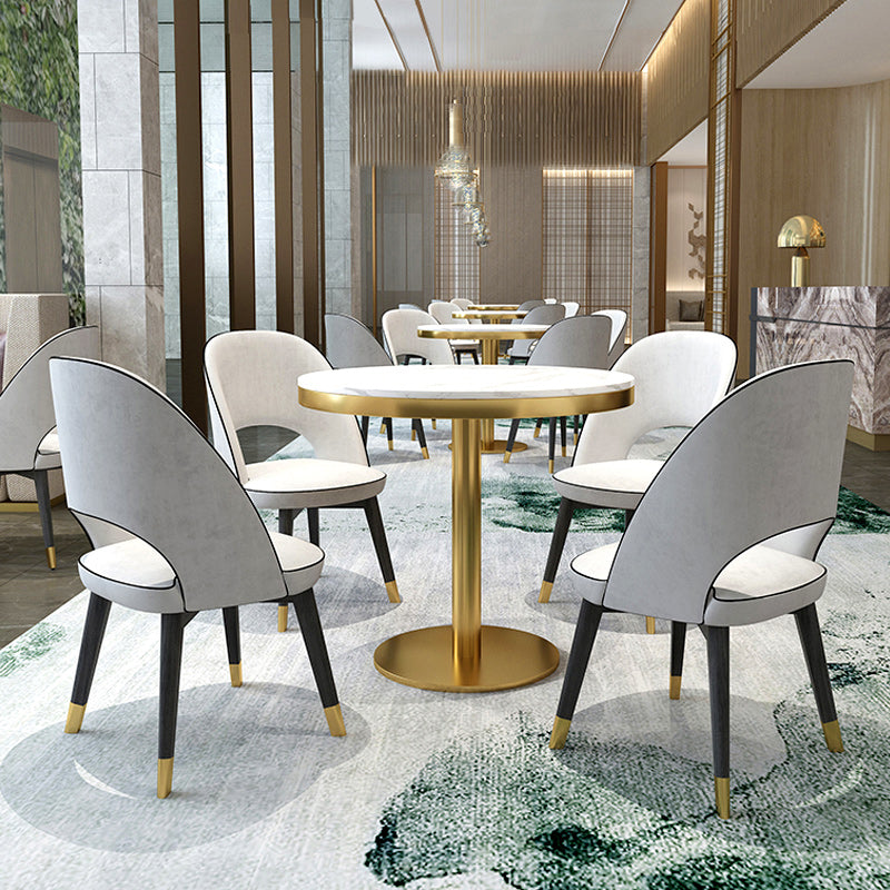 Pedestal Glam Style Dining Table Two-Color Fixed Table of Sintered Stone