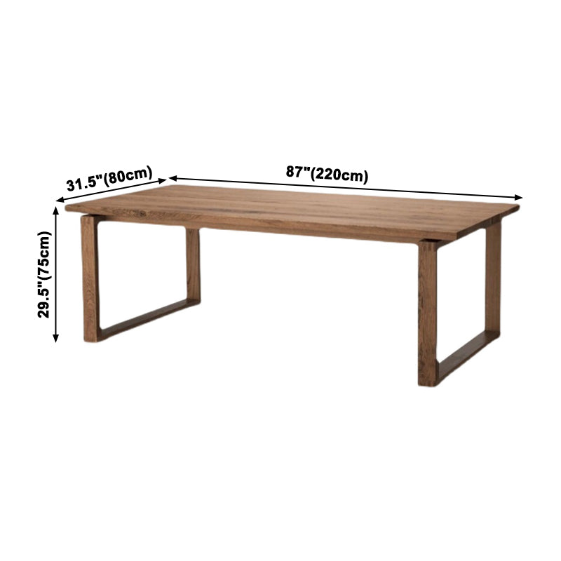 Mesa de comedor Glam de madera maciza marrón, mesa de comedor estándar con forma rectangular para cocina
