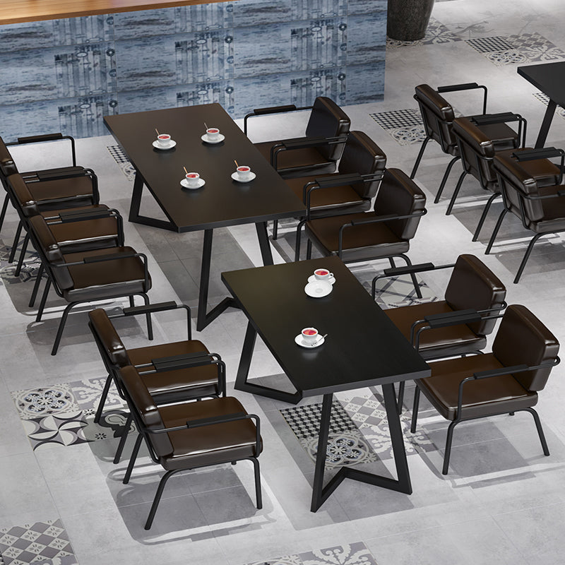 Table de cuisine noire industrielle table de table de cuisine de table de traîneau pour salle à manger