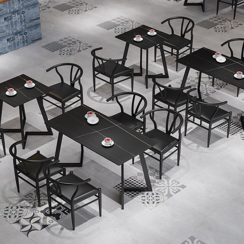 Table de cuisine noire industrielle table de table de cuisine de table de traîneau pour salle à manger