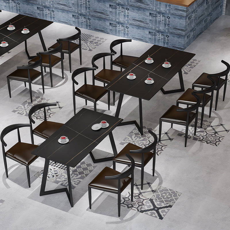 Table de cuisine noire industrielle table de table de cuisine de table de traîneau pour salle à manger