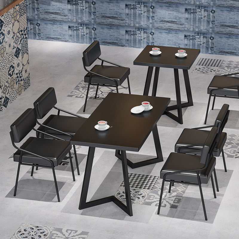 Table de cuisine noire industrielle table de table de cuisine de table de traîneau pour salle à manger