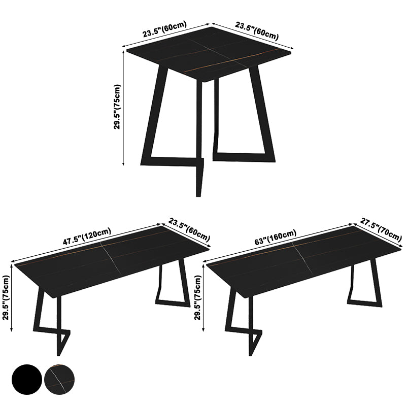 Table de cuisine noire industrielle table de table de cuisine de table de traîneau pour salle à manger