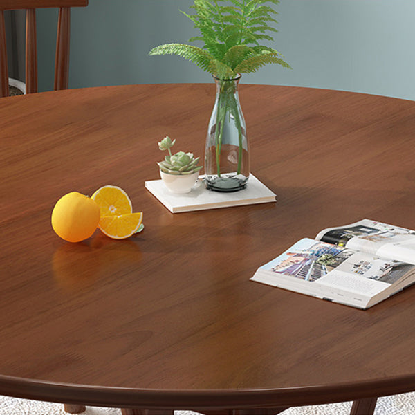 Round Wood Color Dining Table Simplicity Solid Wood 4 Legs Table for Dining Room