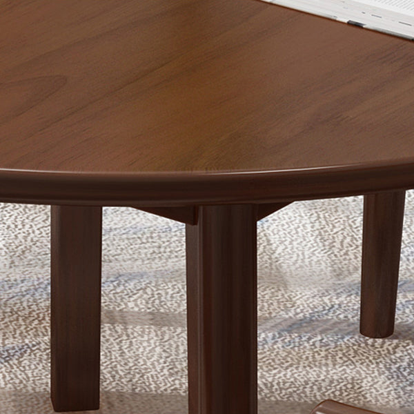 Round Wood Color Dining Table Simplicity Solid Wood 4 Legs Table for Dining Room