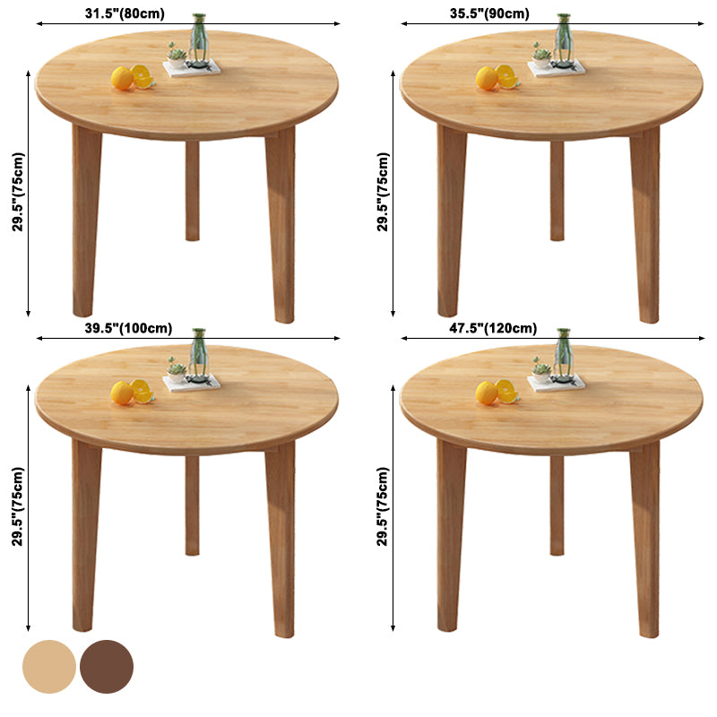 Round Wood Color Dining Table Simplicity Solid Wood 4 Legs Table for Dining Room