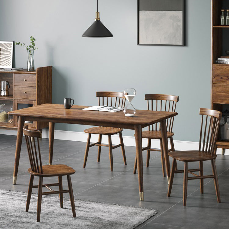 Rectangle Ash Wood Table in Walnut Luxury Dining Table with 4 Legs for Restaurant