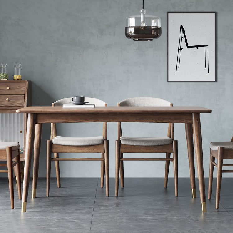 Rectangle Ash Wood Table in Walnut Luxury Dining Table with 4 Legs for Restaurant