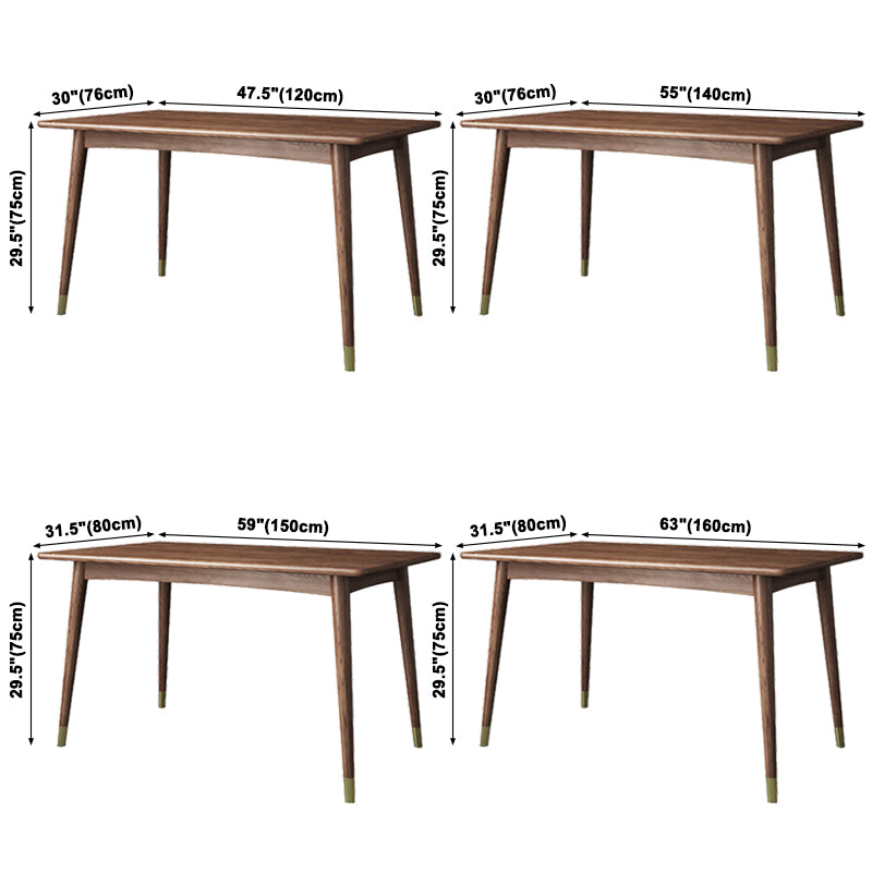 Rectangle Ash Wood Table in Walnut Luxury Dining Table with 4 Legs for Restaurant