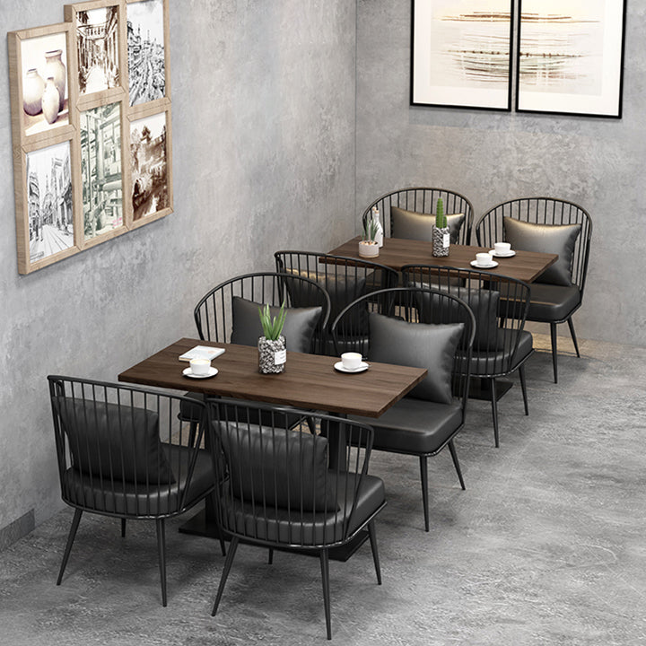 Industrial Brown Dinner Room Kitchen Table Solid Wood Top Table with Metal Base for Dining Room