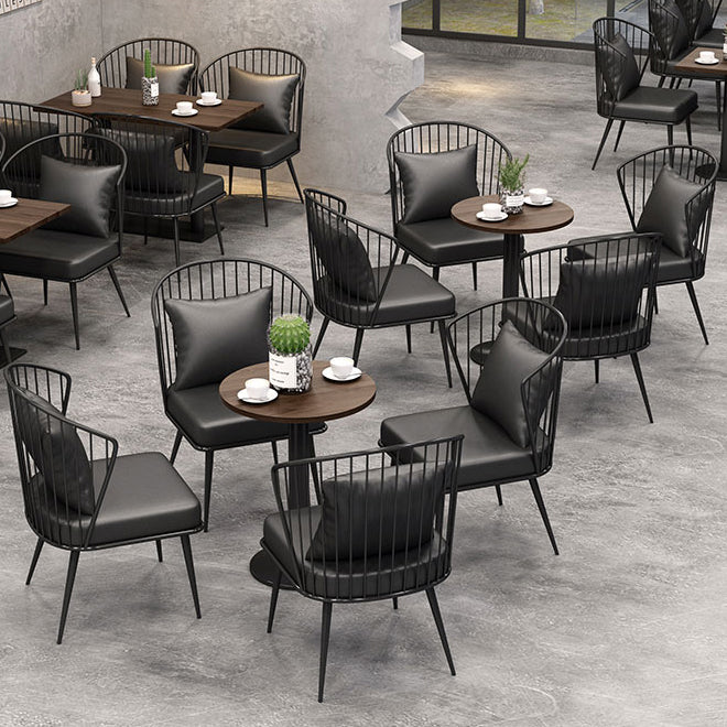 Industrial Brown Dinner Room Kitchen Table Solid Wood Top Table with Metal Base for Dining Room
