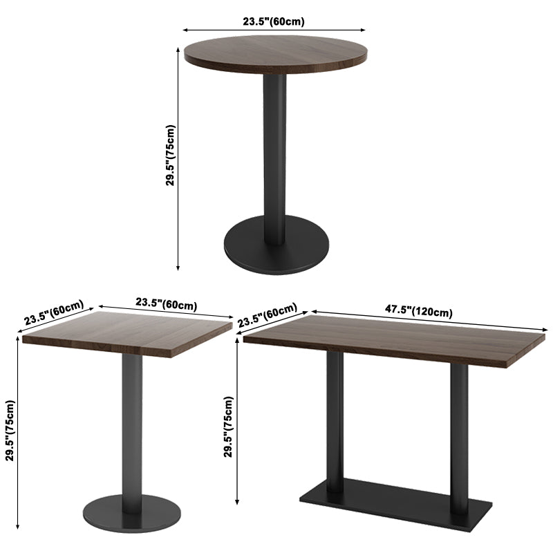 Industrial Brown Dinner Room Kitchen Table Solid Wood Top Table with Metal Base for Dining Room