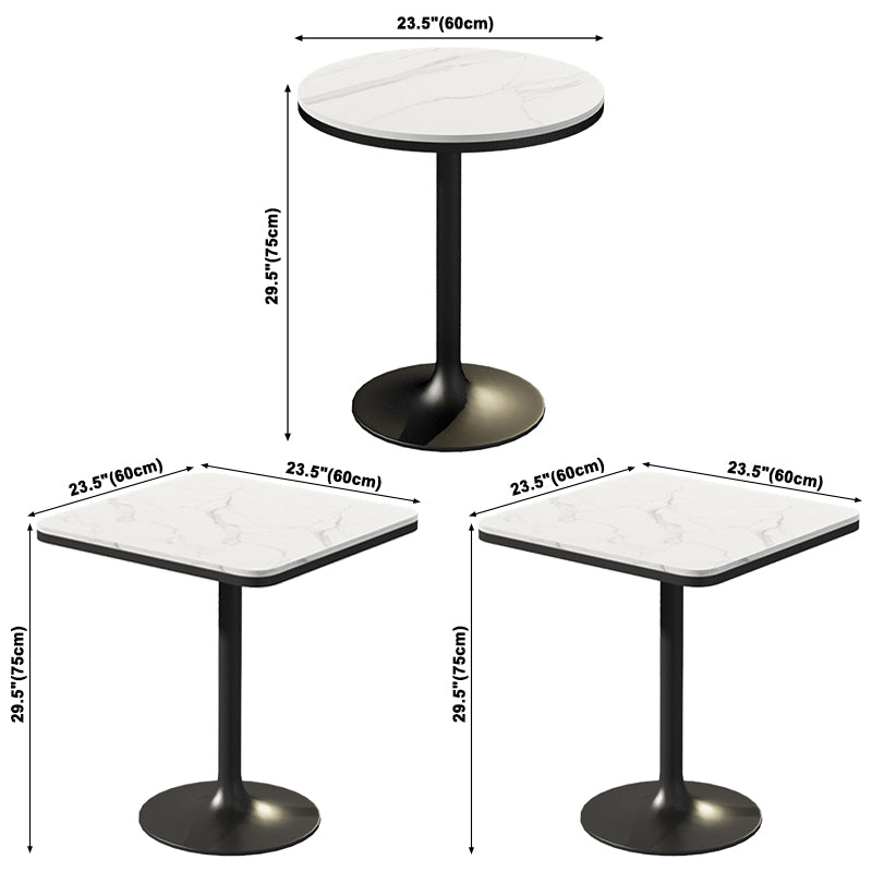 Industrial Dining Room Table White Sintered Stone Table with Black Metal Base