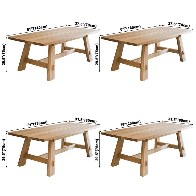Einfache massive Holzküche Esstisch Khaki Rechteck Form Esstisch mit Trestle Basis