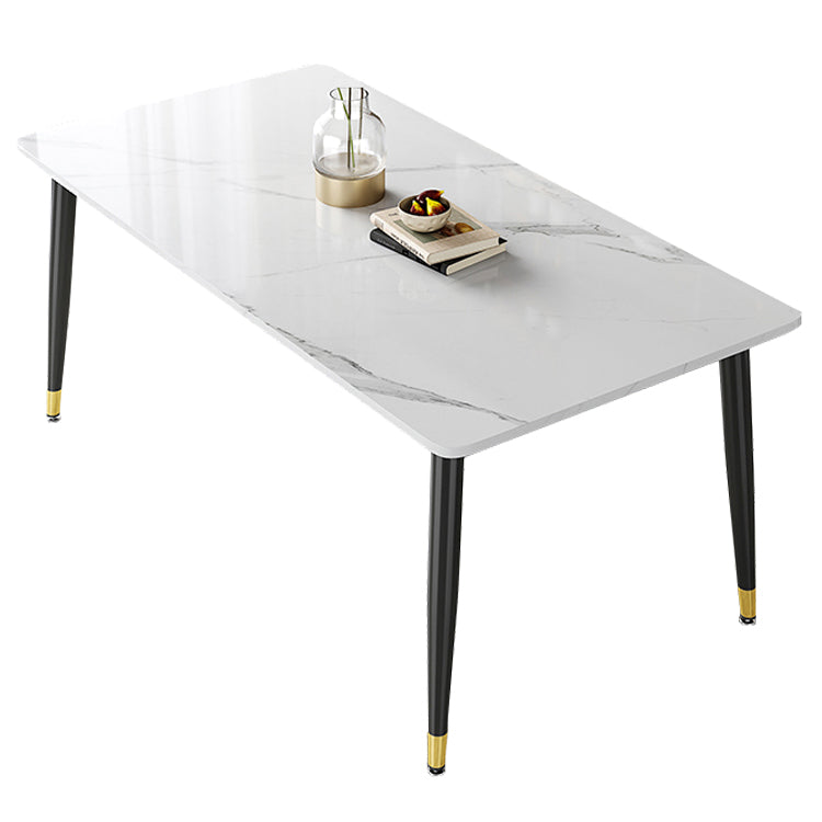 Rectangle Industrial Sintered Stone Dining Table 4 Legs Carbon Steel Base Table for Home