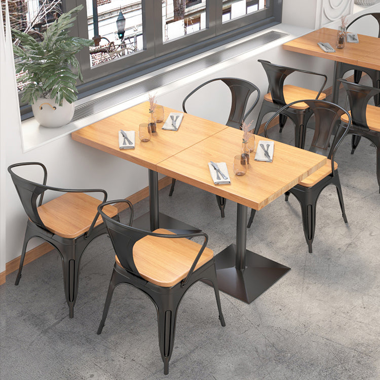 Tavolo da pranzo in legno di pino industriale tavolo quadrato in natura con piedistallo in metallo