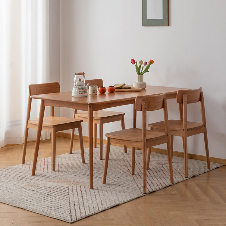 Table de salle à manger moderne de table en bois de cerisier de rectangle avec 4 jambes pour le restaurant