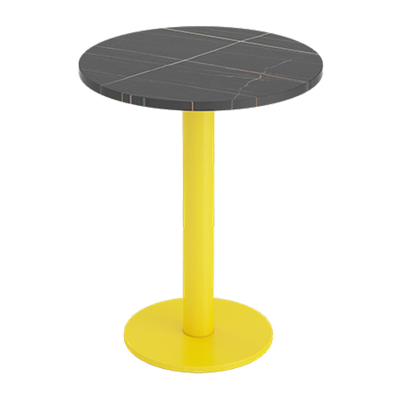 Industrial Style Sintered Stone Dinner Room Kitchen Table Black Top Table with Yellow Frame