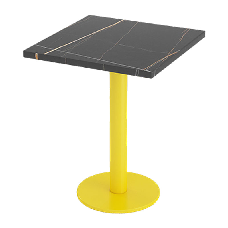 Industrial Style Sintered Stone Dinner Room Kitchen Table Black Top Table with Yellow Frame