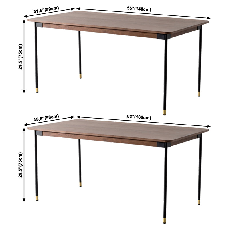 Mesa de madera sólida de pino rectángulo mesa de comedor de lujo en marrón con 4 patas para restaurante