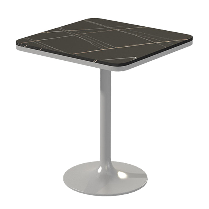 Mesa de comedor de piedra sinterizada de estilo industrial, mesa cuadrada y rectangular con base metálica para el hogar