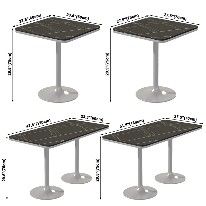 Mesa de comedor de piedra sinterizada de estilo industrial, mesa cuadrada y rectangular con base metálica para el hogar