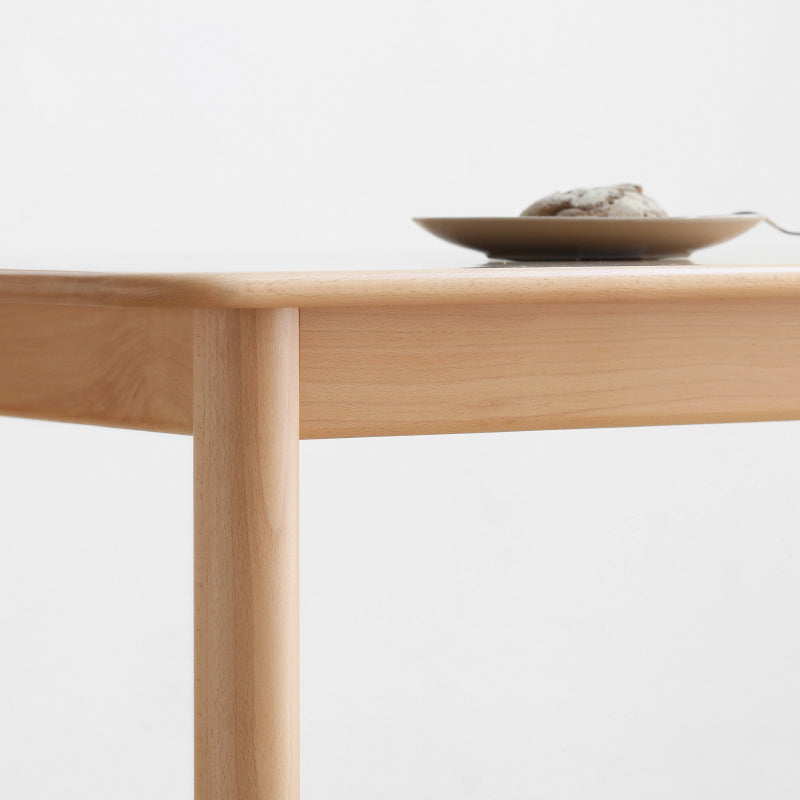 Rectangle Wooden Dining Table Modern Beech Table in Nature with 4 Legs