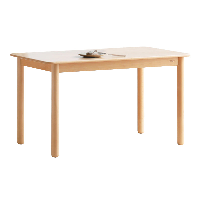 Rectangle Wooden Dining Table Modern Beech Table in Nature with 4 Legs