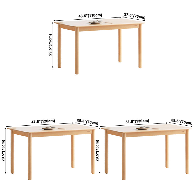 Rectangle Wooden Dining Table Modern Beech Table in Nature with 4 Legs