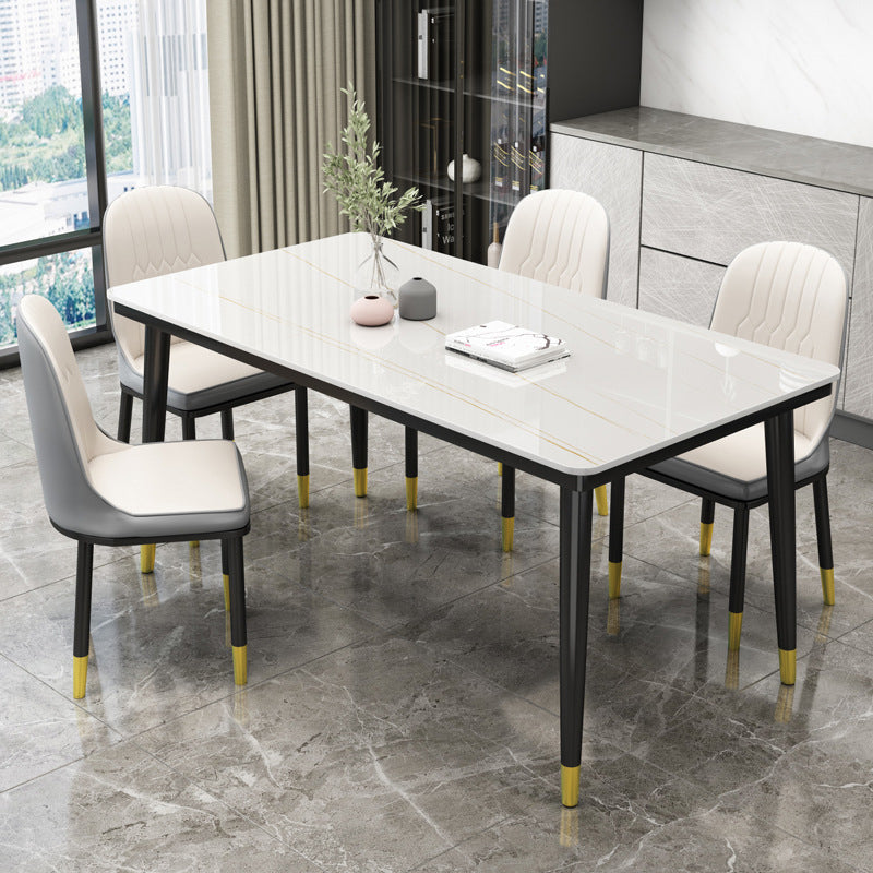 Simple Sintered Stone Top Dining Table Rectangle Shape Standard Dining Table for Kitchen