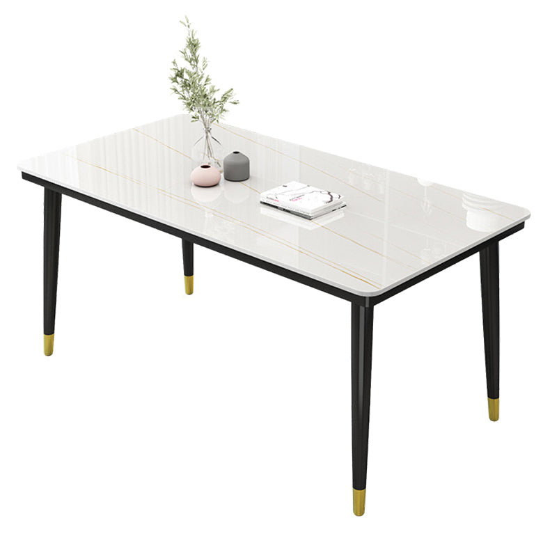Simple Sintered Stone Top Dining Table Rectangle Shape Standard Dining Table for Kitchen