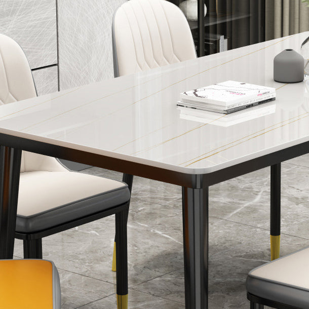Simple Sintered Stone Top Dining Table Rectangle Shape Standard Dining Table for Kitchen