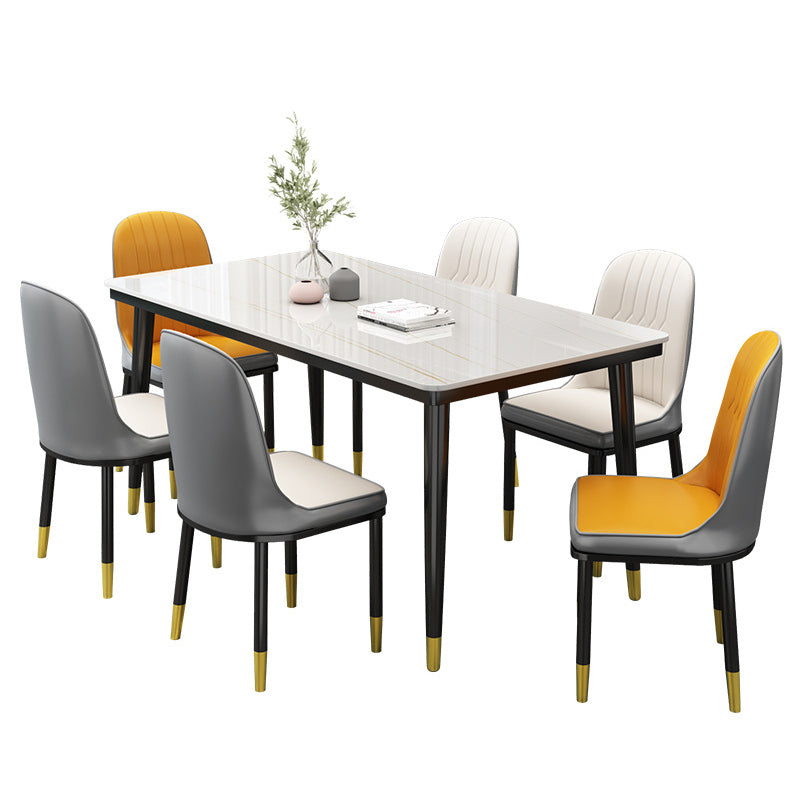 Simple Sintered Stone Top Dining Table Rectangle Shape Standard Dining Table for Kitchen