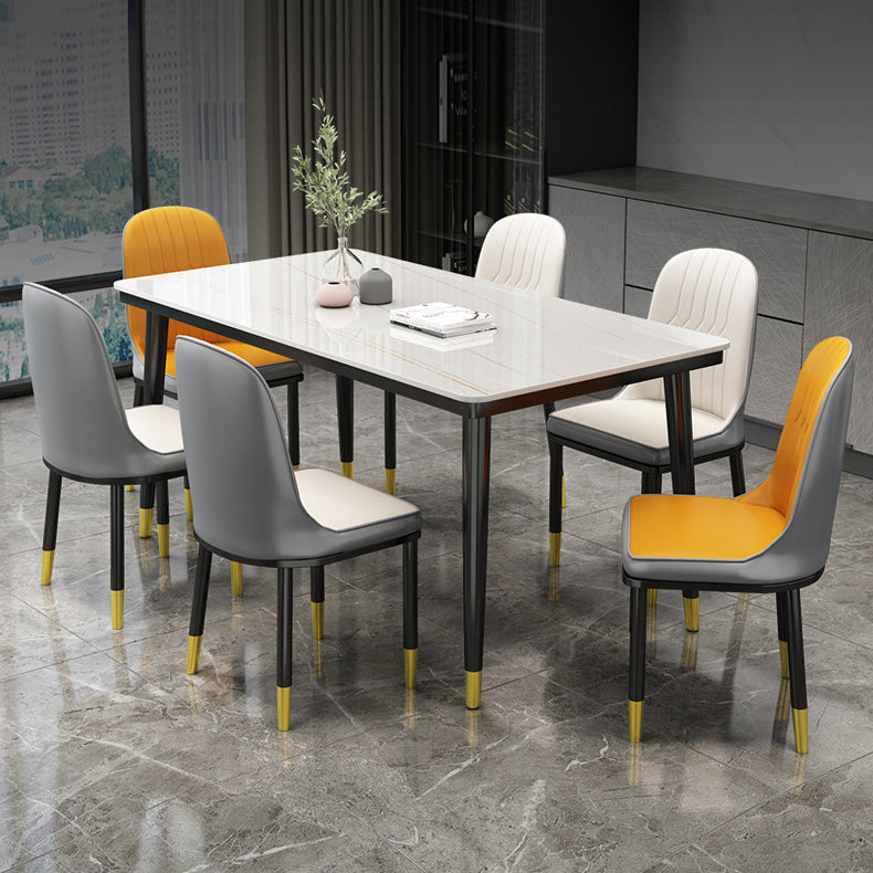 Simple Sintered Stone Top Dining Table Rectangle Shape Standard Dining Table for Kitchen