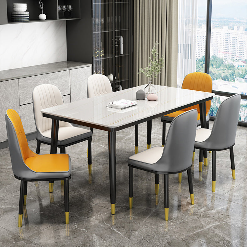 Simple Sintered Stone Top Dining Table Rectangle Shape Standard Dining Table for Kitchen