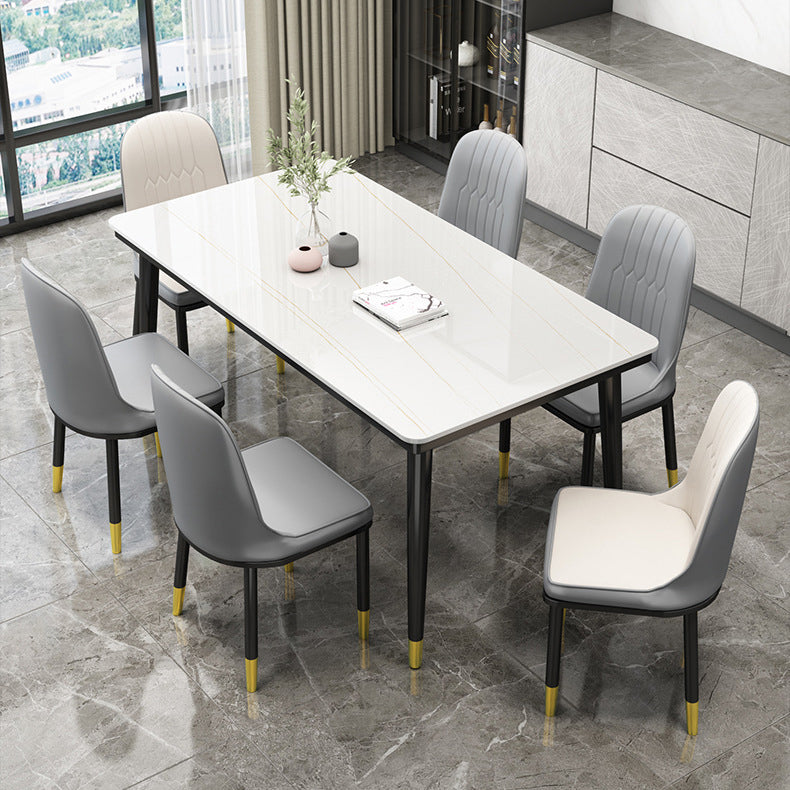 Simple Sintered Stone Top Dining Table Rectangle Shape Standard Dining Table for Kitchen