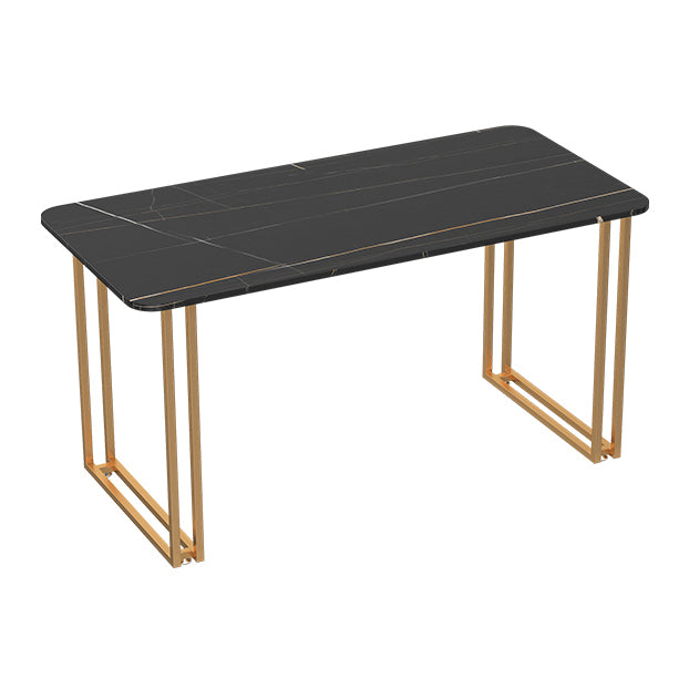 Industrial Sintered Stone Dinner Room Kitchen Table Black Table with Gold Frame for Dining Room