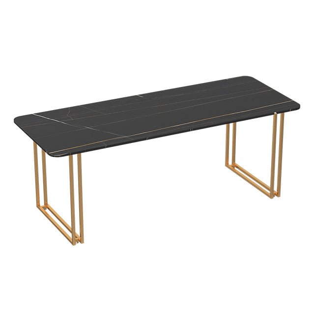 Industrial Sintered Stone Dinner Room Kitchen Table Black Table with Gold Frame for Dining Room