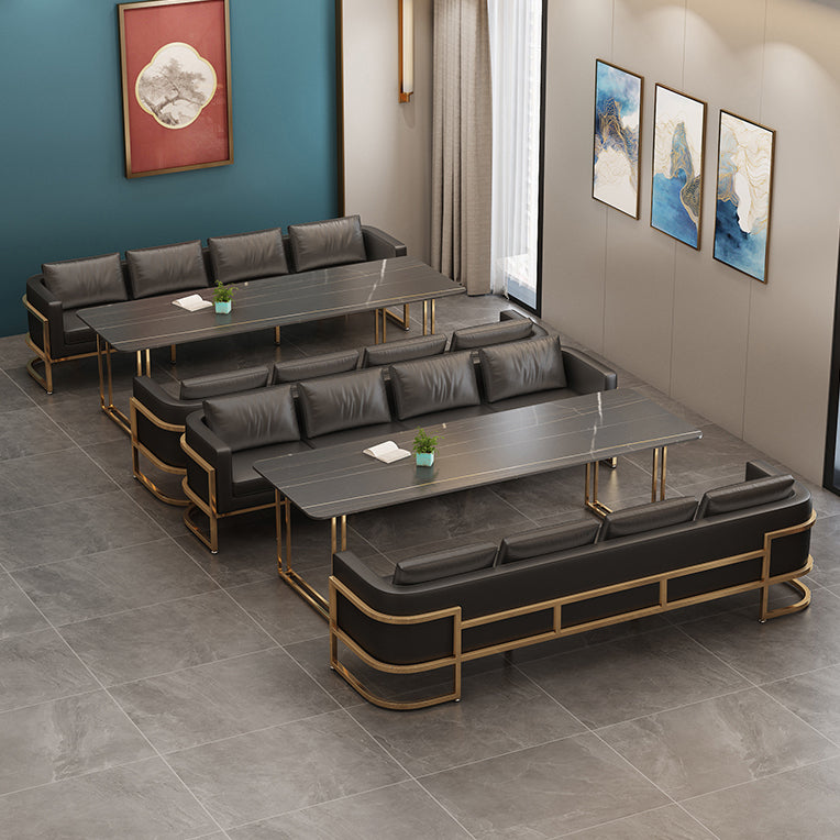 Industrial Sintered Stone Dinner Room Kitchen Table Black Table with Gold Frame for Dining Room