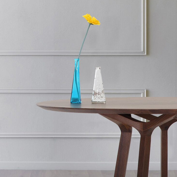 Round Pedestal Casual Dining Table Wood Color Fixed Table with Solid Wood