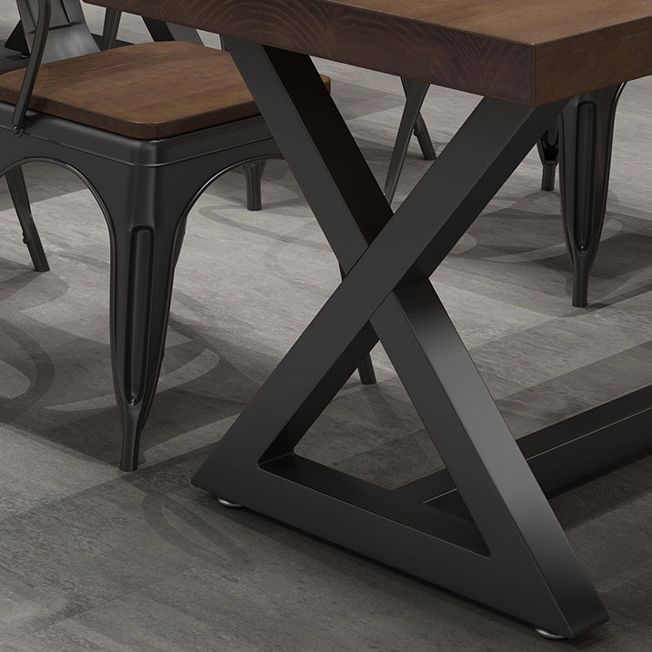Industrial Square Dining Table Pine Solid Wood Table with Trestle Base