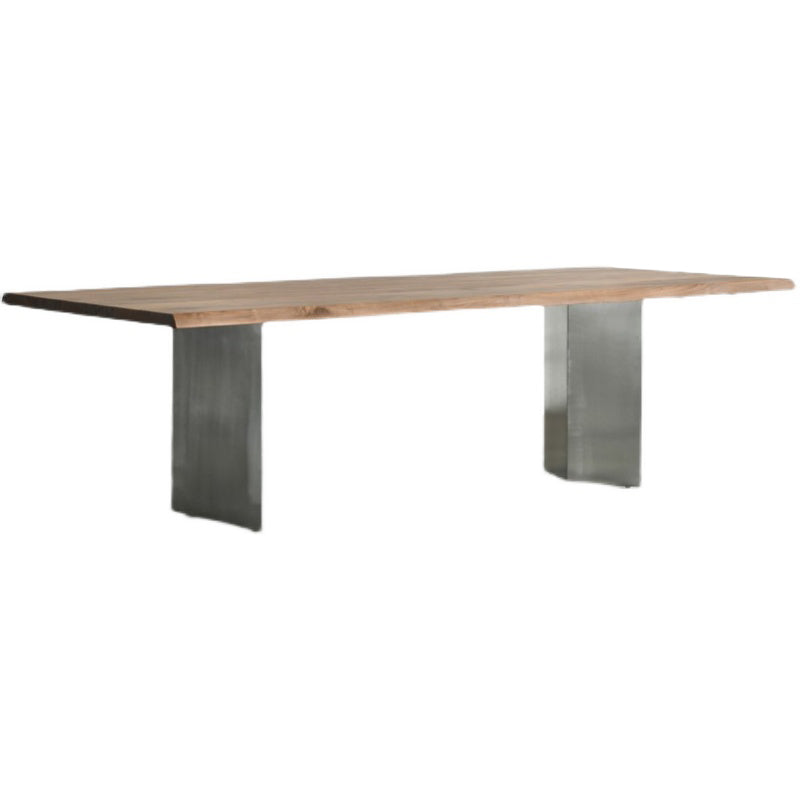 Solid Wood Brown Tone Dining Table Glam Style Double Pedestal Table for Dining Room